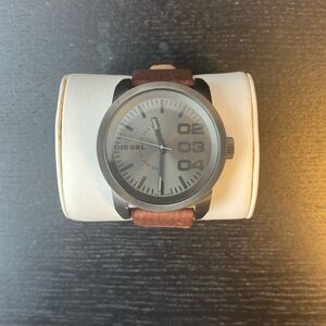 Diesel Men's Not So Basic Gunmetal Dial Brown Leather Watch